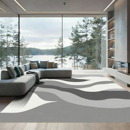 Monochromatic Abstract Wave Landscape Rug