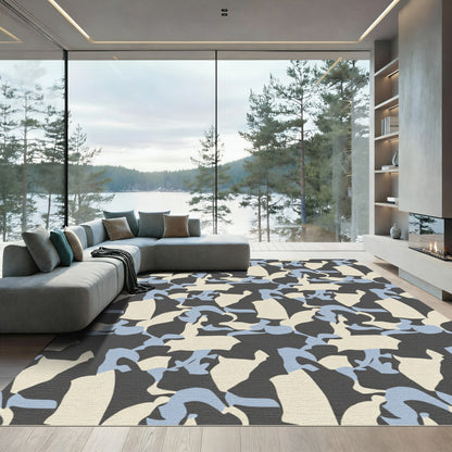 Abstract Slate Sky Cream Camouflage Rug