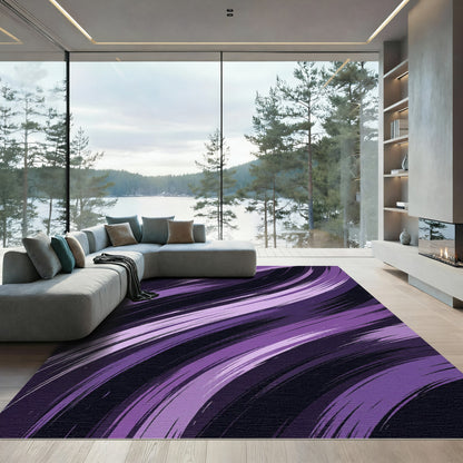 Modern Violet Abstract Sweeping Wave Rug
