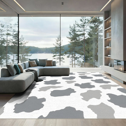 Monochromatic Abstract Cow Print Rug