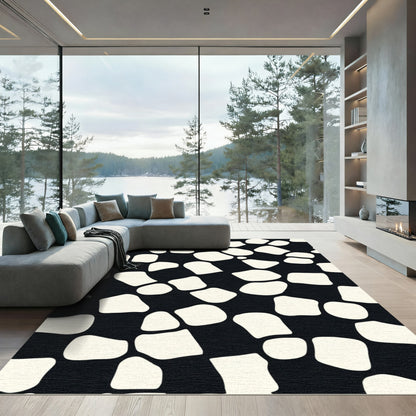 Black White Pebble Scatter Rug
