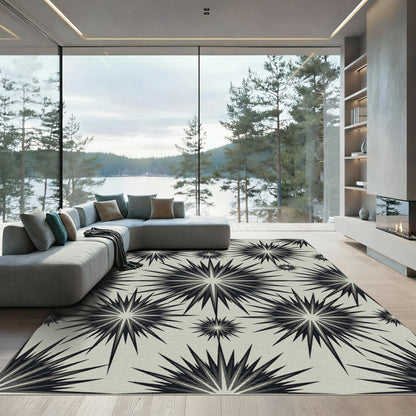 Sharp Starburst Gray Geometric Arrangement Rug