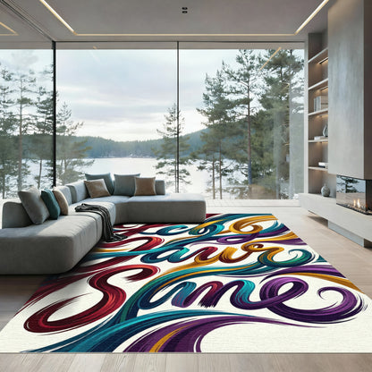 Vibrant Multicolored Abstract Flowing Ribbon Rug