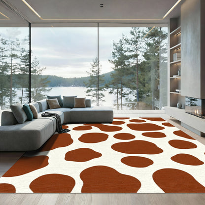 Brown White Freeform Spots Rug