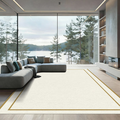Minimalist Gold Border Linen Rug