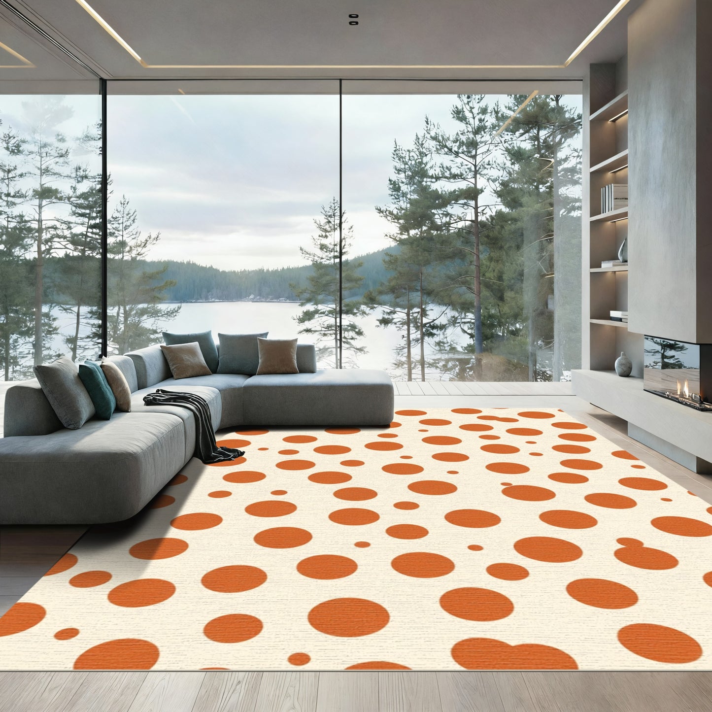 Orange Polka Dot Scatter Rug