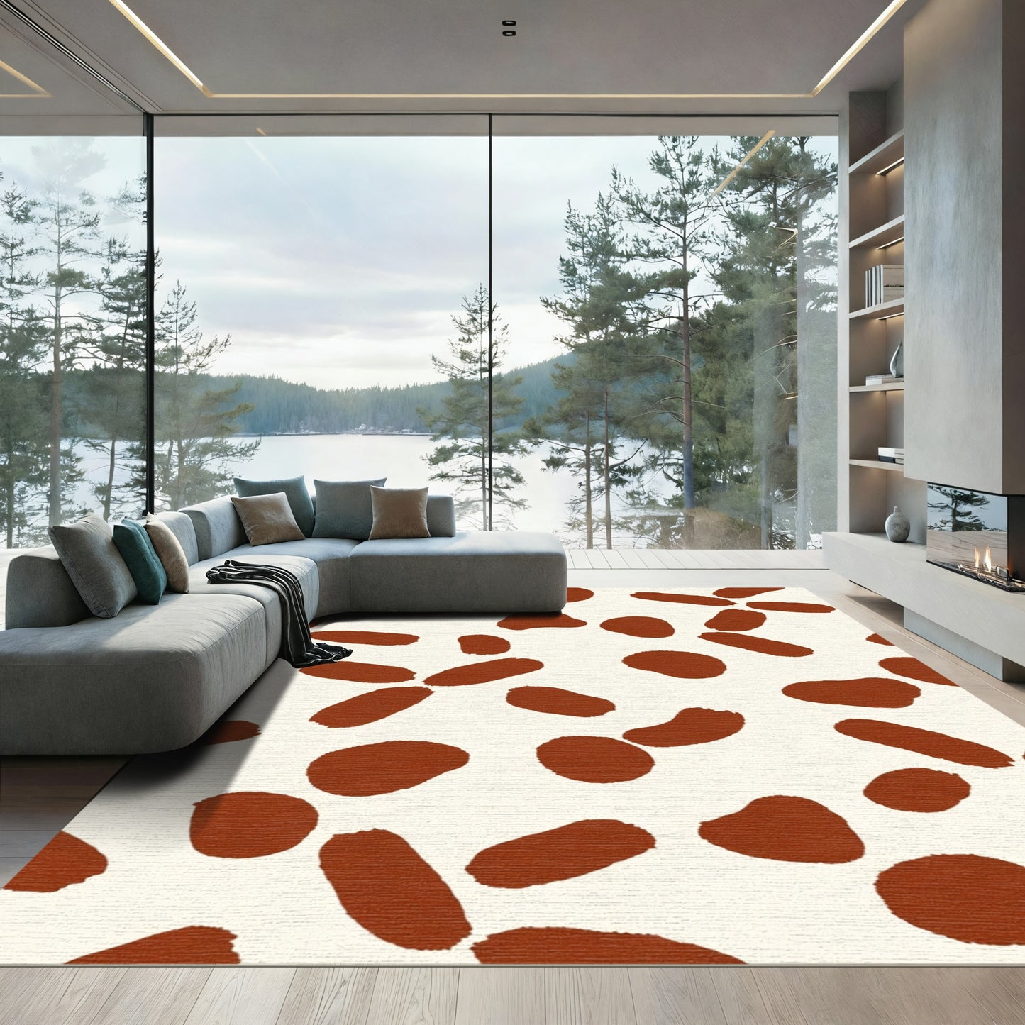 Terracotta Brushstroke Spot Rug