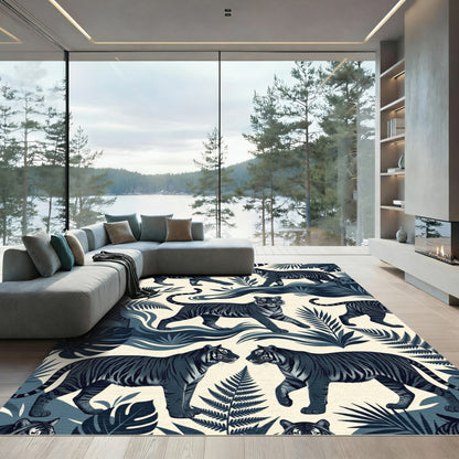 Dark Blue Tiger Jungle Walk Rug