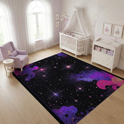 Purple Pink Nebula Starry Cosmic Rug