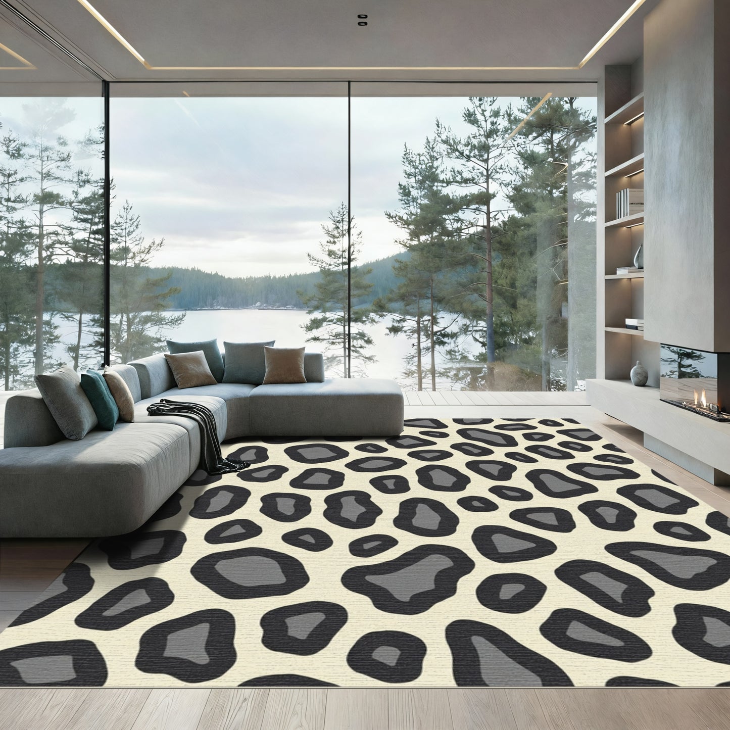 Bold Ivory Black Animal Spots Rug