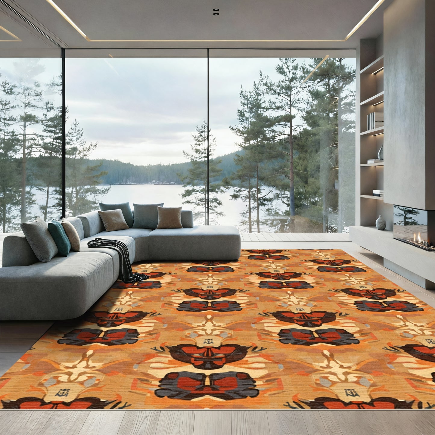 Earthy Orange Red Abstract Relic Rug