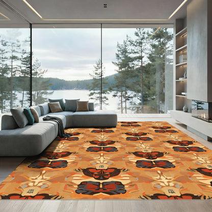 Earthy Orange Red Abstract Relic Rug