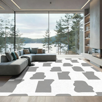 Mid-Century Modern Abstract Gray Forms Rug