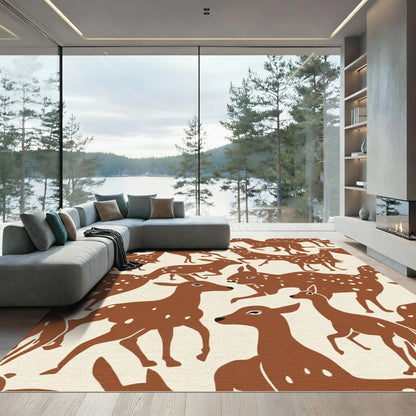 Brown Deer Spots Cream Background Rug