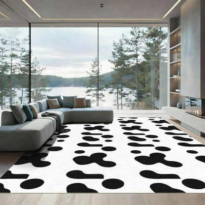 Black spotted abstract blob Rug