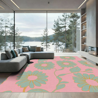 Coral Pink Daisy Vine Rug