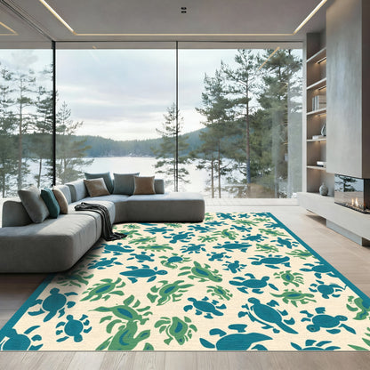 Ecru Turtle Shell Repeating pattern Rug