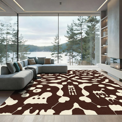 Creamy brown organic amoeba splice Rug