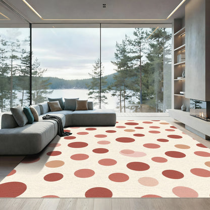 Terracotta And Blush Polka Dot Rug