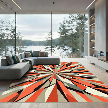 Explosive Coral Geometric Radiating Rug