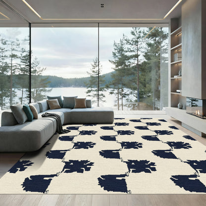 Navy Organic Offset Squares Rug