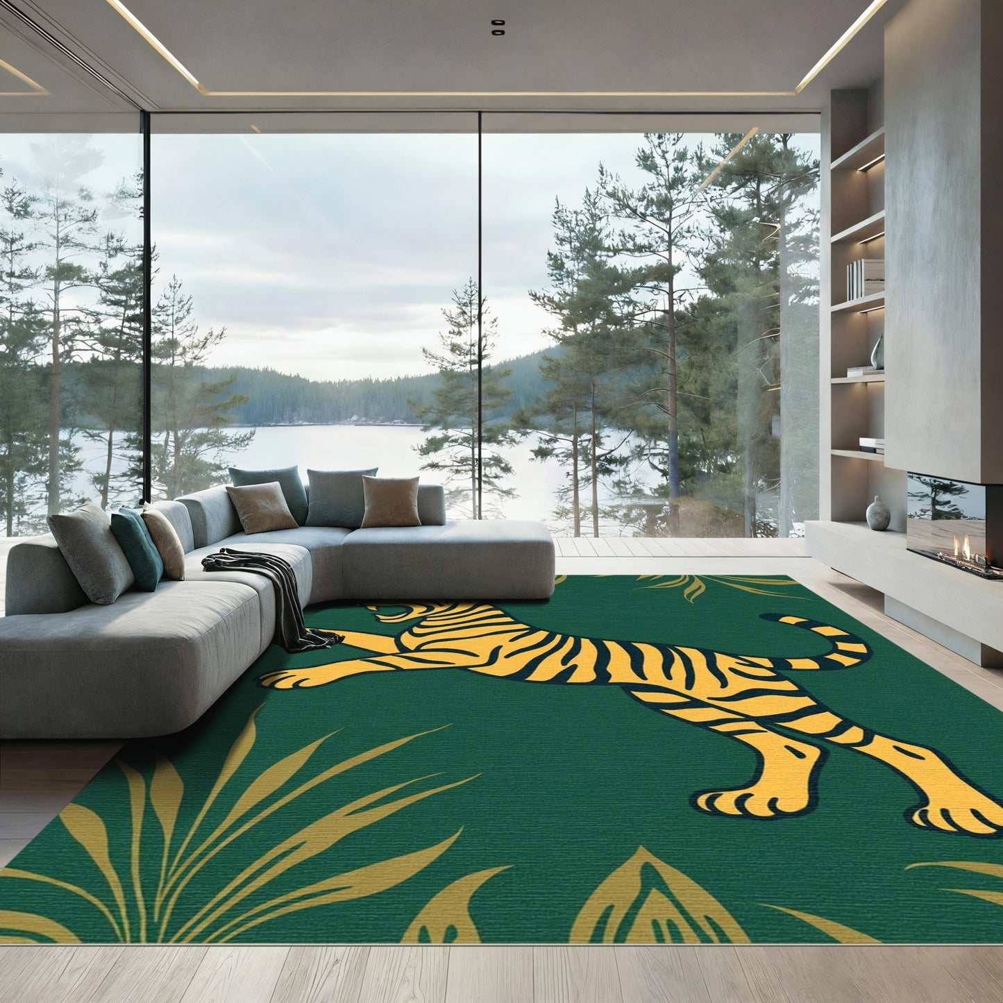 Bold Yellow Tiger Jungle Lush Rug
