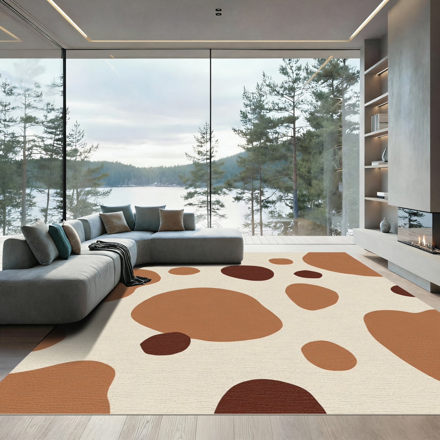 Monochromatic Brown Abstract Spots Rug
