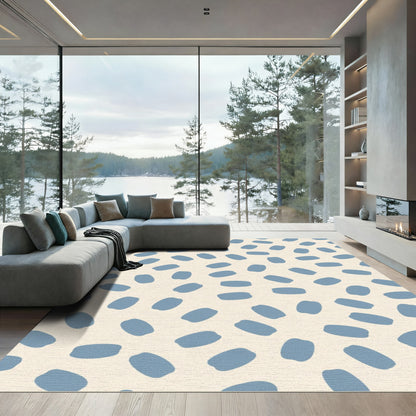 Dusty Blue Bean Scattered Abstract Rug
