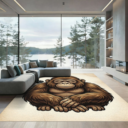 Meditative Brown Gorilla Zen Portrait Rug