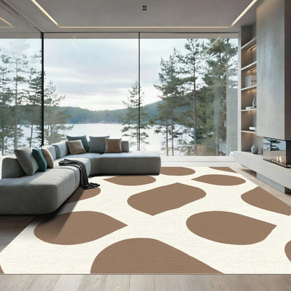 Neutral Taupe Abstract Blob Rug