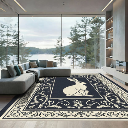 Cream Hare Vintage Floral Border Rug