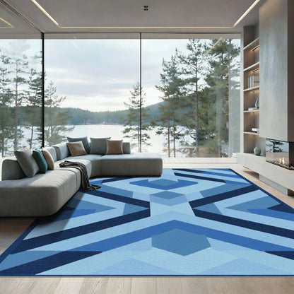 Geometric Indigo Diamond Array Rug