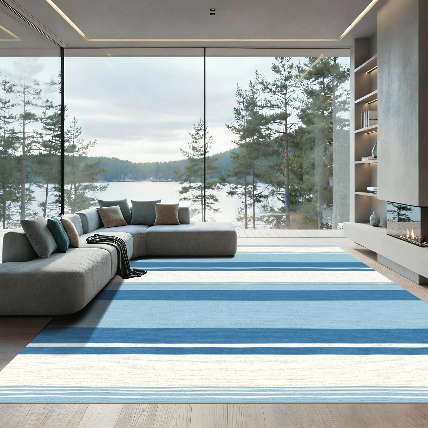 Coastal Stripe Blues and Cream Rug