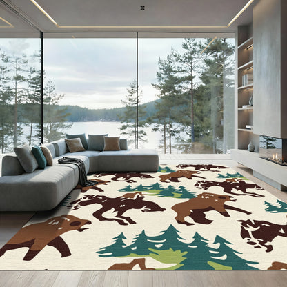 Brown Bears Woodland Forest Creatures Rug