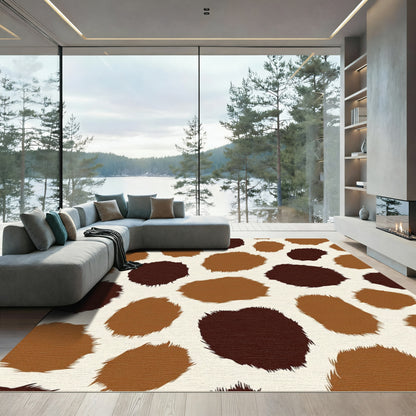 Giraffe Print Brown Cream Spots Rug
