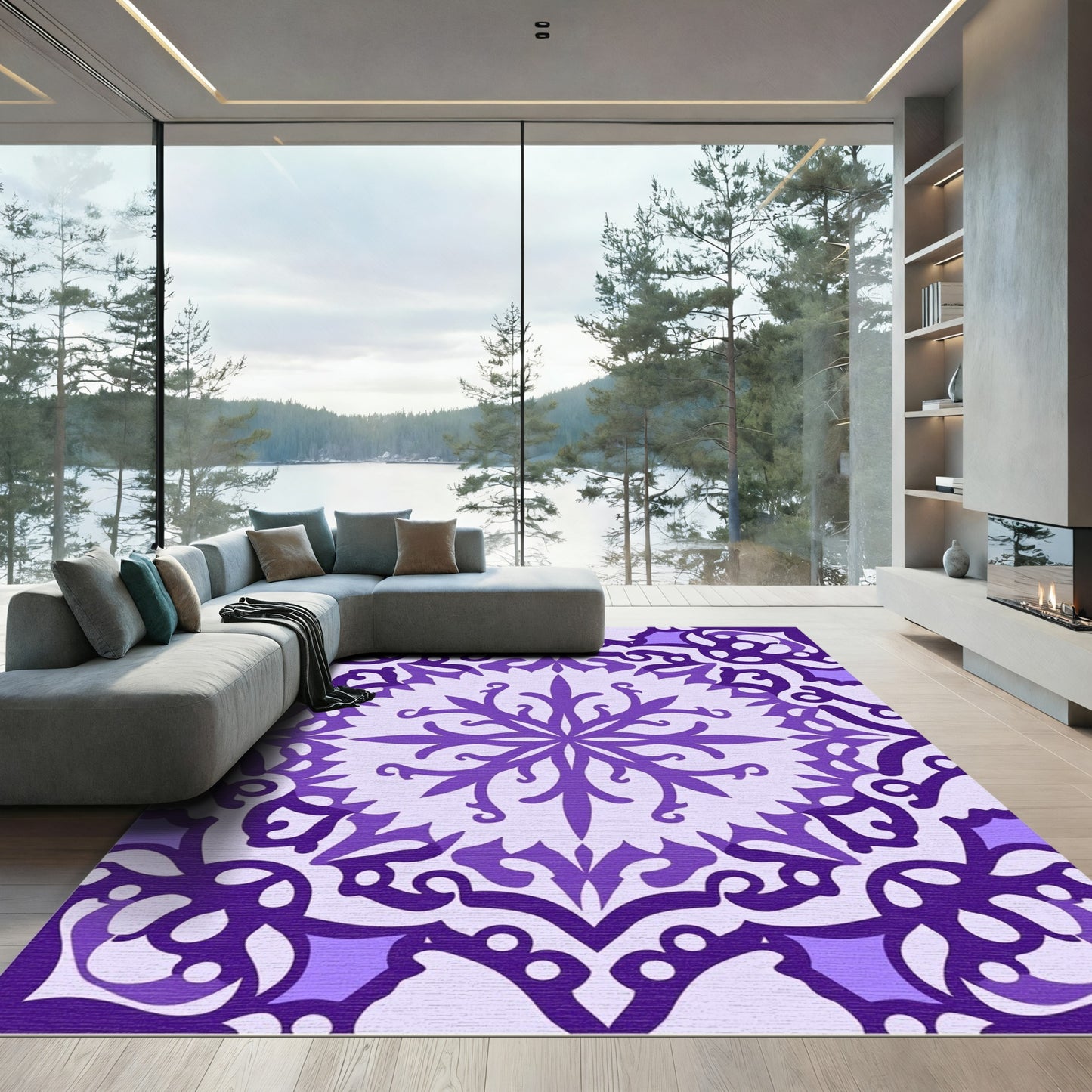 Purple Ornamental Medallion Symmetry Rug