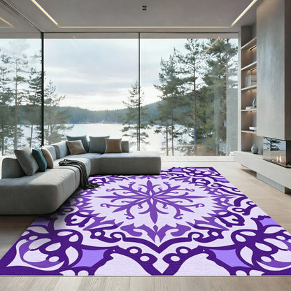 Purple Ornamental Medallion Symmetry Rug