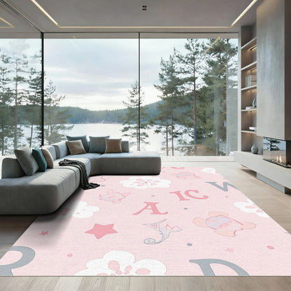 Pale Pink Alphabet Cloud Whimsy Rug