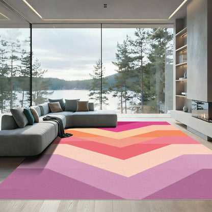 Chevron Pink Orange Pastel Layers Rug