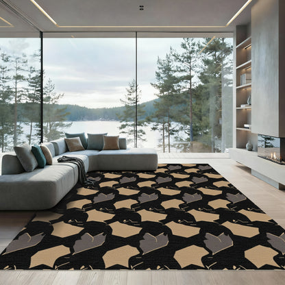 Abstract Camo Earth Tones Overlay Rug