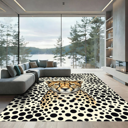 Golden Cheetah Portrait Spotted Animal Rug