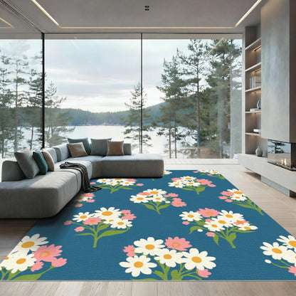 Retro Daisy Floral Bouquet Arrangement Rug