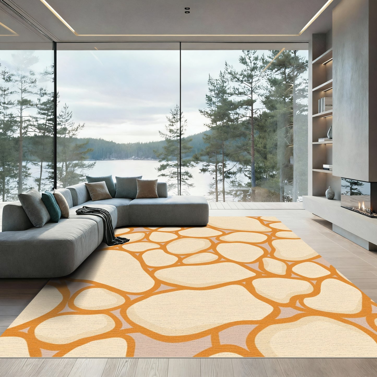Boulder Cluster Organic Pebble Rug