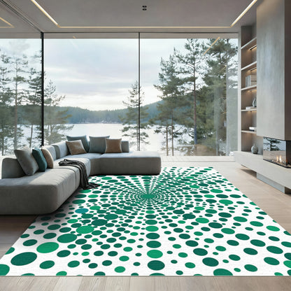 Green Emerald Dot Swirl Rug