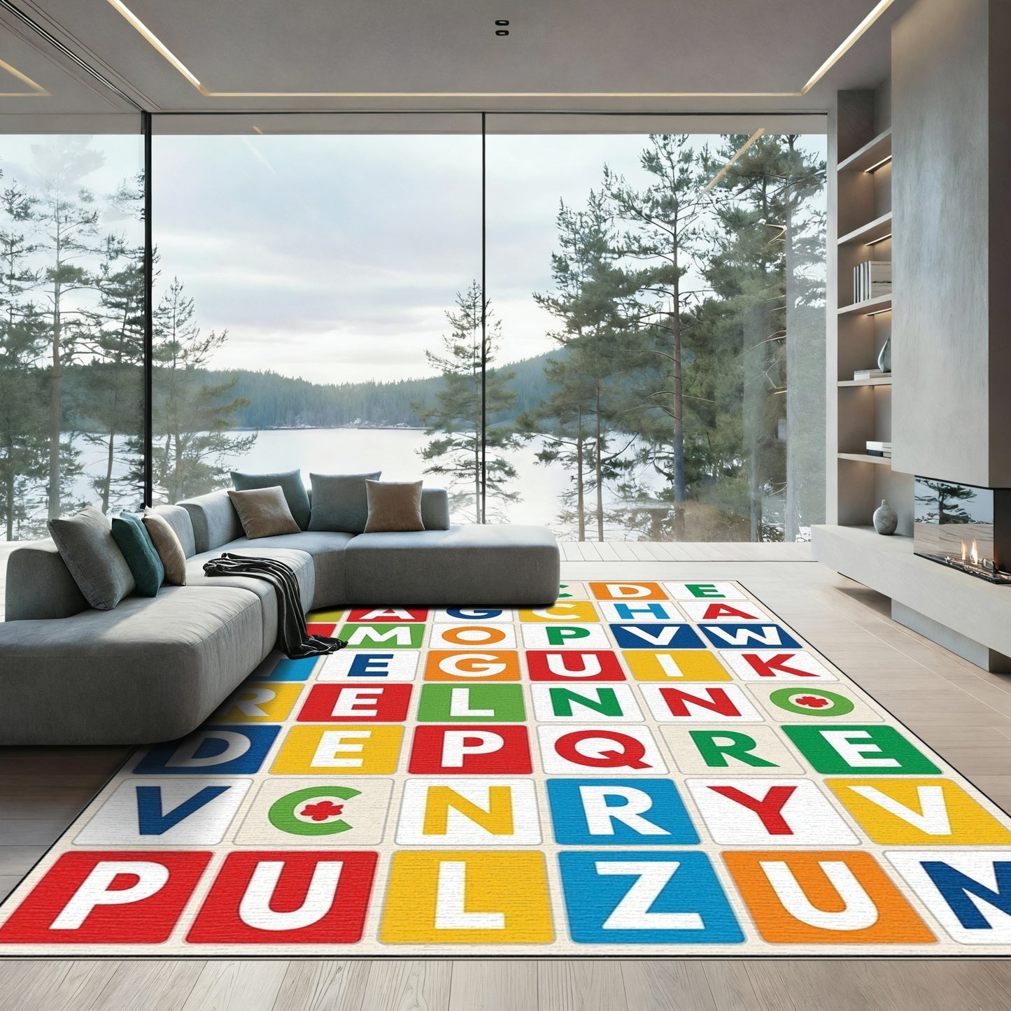 Colorful Alphabet Blocks Composition Rug