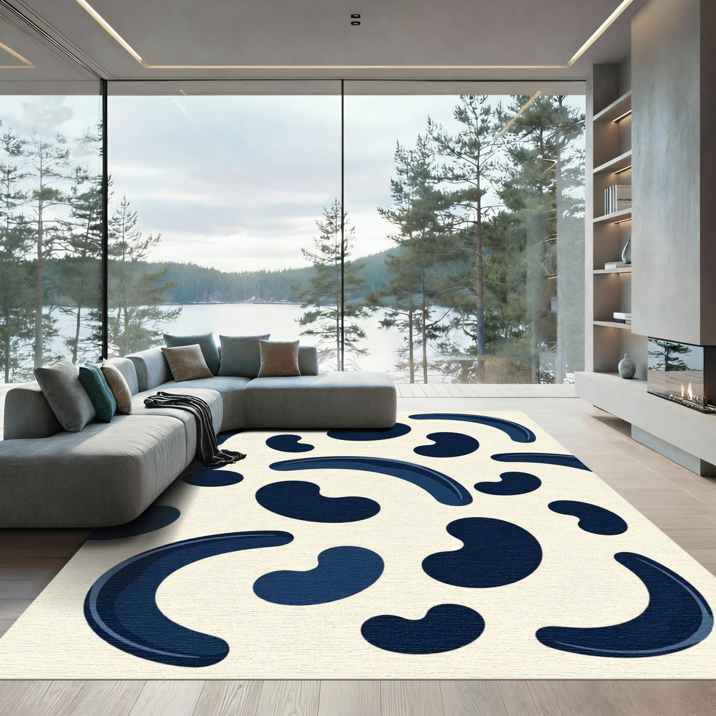 Navy Abstract Organic Harmony Rug