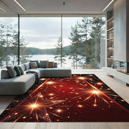 Sparkling Amber Starburst Fireworks Rug