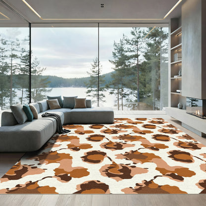 Earthy Camouflage Abstract Shapes Rug