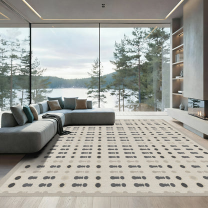 Neutral Tone Dot Grid Rug