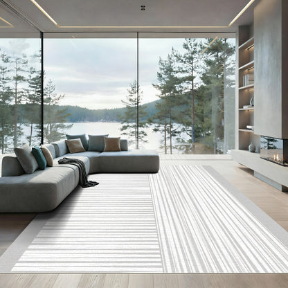 Monochrome Hand Drawn Stripe Rug